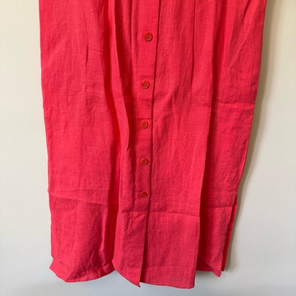 Maje Size 38 Cutout Twisted 100% Linen Midi Shirt Dress - Picture 9 of 10